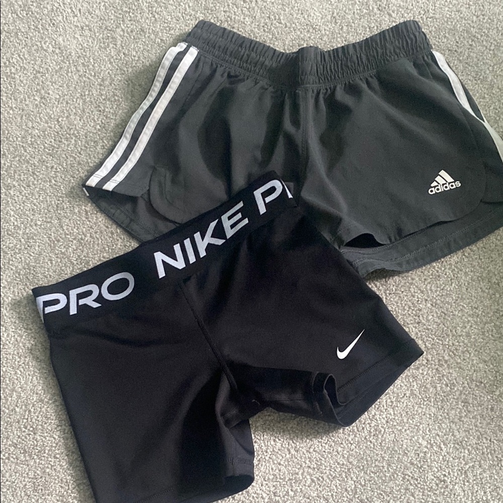 Nike Kids Black Pro Shorts and adidas XS SHORTS